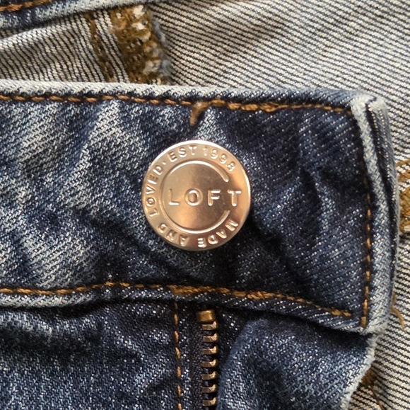 LOFT Straight Crop Jeans Womens Size 4 27 Medium Wash Raw Hem Preloved - Picture 4 of 12